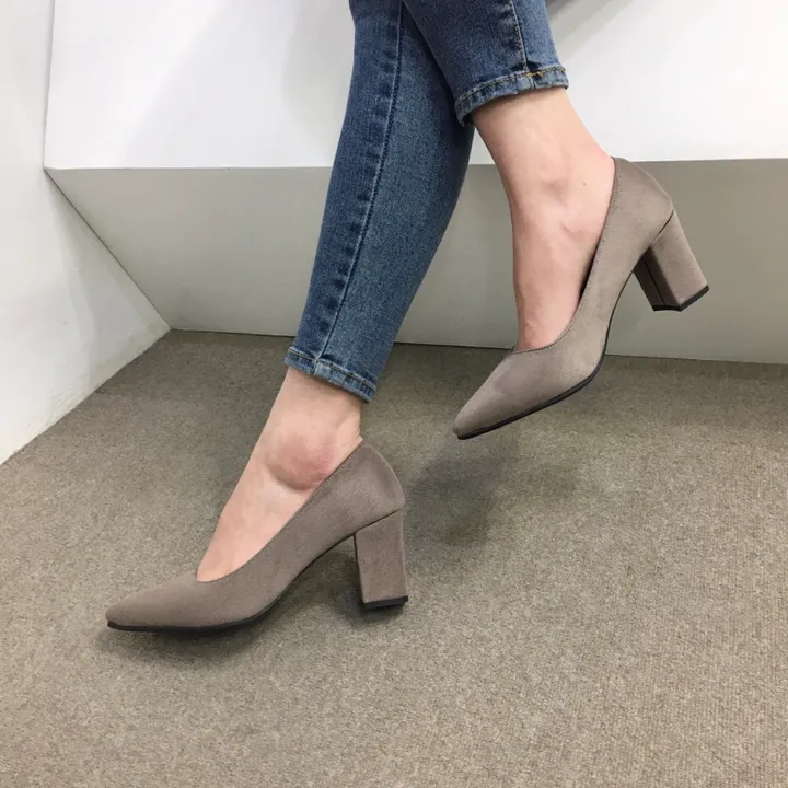 [국산수제화] 5cm,7cm 스틸레토 베이직 쿠션 스웨이드 통굽 펌프스 힐 상세 이미지 50