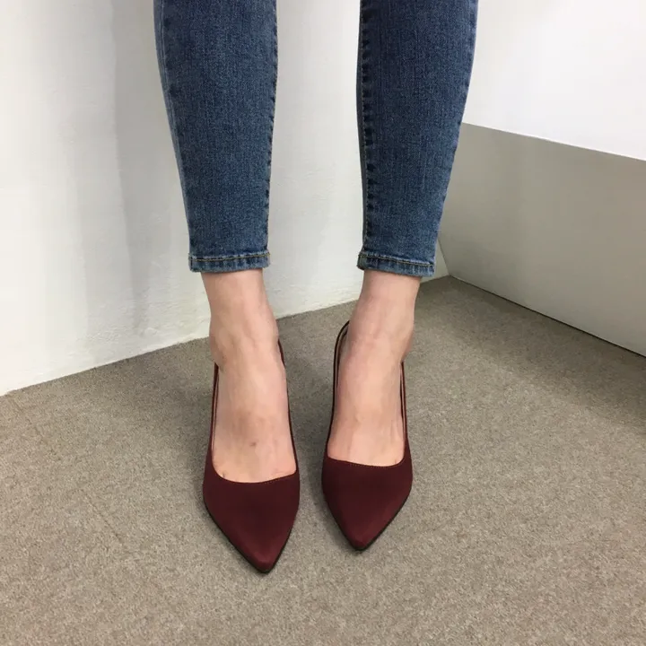 [국산수제화] 5cm,7cm 스틸레토 베이직 쿠션 스웨이드 통굽 펌프스 힐 상세 이미지 55