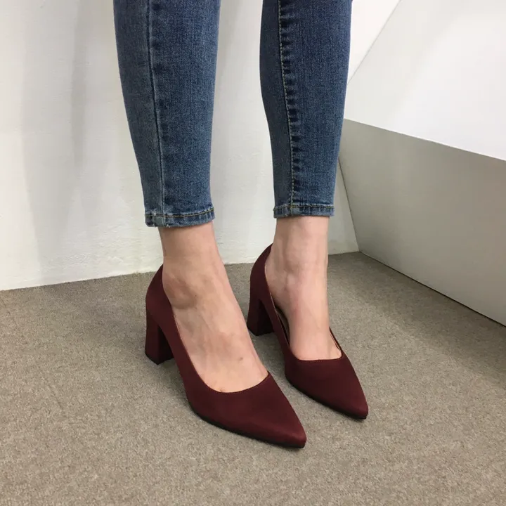 [국산수제화] 5cm,7cm 스틸레토 베이직 쿠션 스웨이드 통굽 펌프스 힐 상세 이미지 56