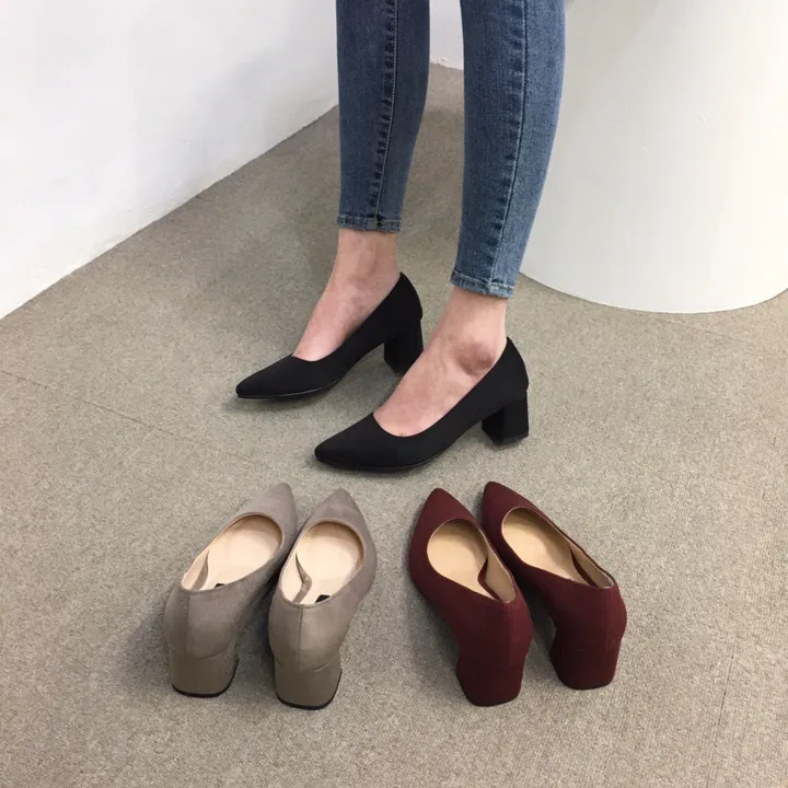 [국산수제화] 5cm,7cm 스틸레토 베이직 쿠션 스웨이드 통굽 펌프스 힐 상세 이미지 8