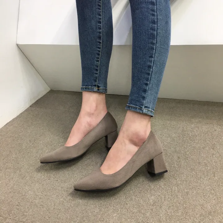 [국산수제화] 5cm,7cm 스틸레토 베이직 쿠션 스웨이드 통굽 펌프스 힐 상세 이미지 25