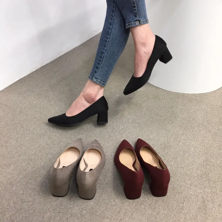 [국산수제화] 5cm,7cm 스틸레토 베이직 쿠션 스웨이드 통굽 펌프스 힐 상세 이미지 9