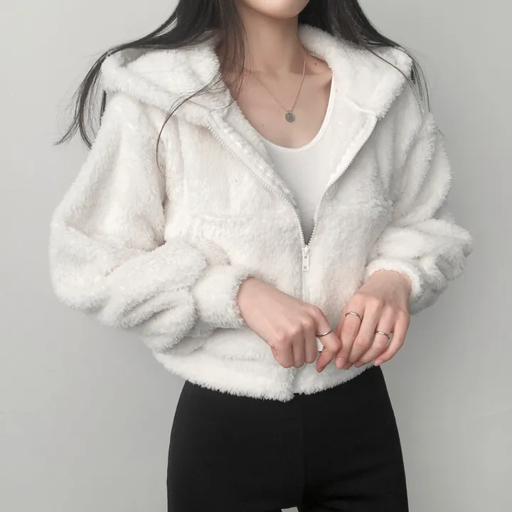 🚚당일출고🚚[엄청귀욤핏] 양털 뽀글이 후리스 크롭 후드집업 상세 이미지 7