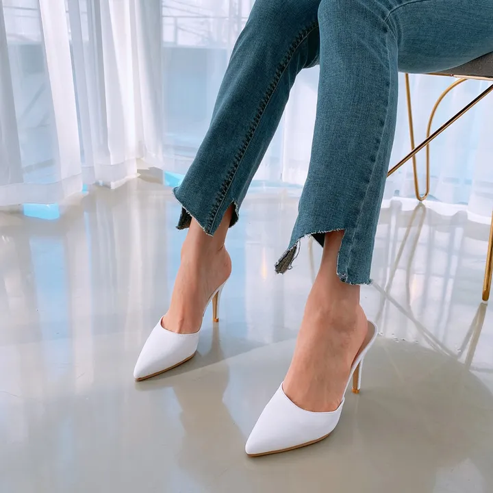 수제화라인 뾰족코 스틸레토 하이힐 뮬 슬리퍼 상세 이미지 18