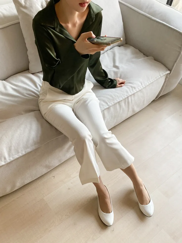 DAL727 펌프스 미들 힐 여자 에나멜 구두 둥근코 라운드 신발 블랙 화이트 발편한 굽낮은 가죽 데일리 캐주얼 하객 원피스 20대 스틸레토 예쁜 슈즈 상세 이미지 12