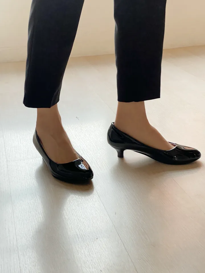 DAL727 펌프스 미들 힐 여자 에나멜 구두 둥근코 라운드 신발 블랙 화이트 발편한 굽낮은 가죽 데일리 캐주얼 하객 원피스 20대 스틸레토 예쁜 슈즈 상세 이미지 46