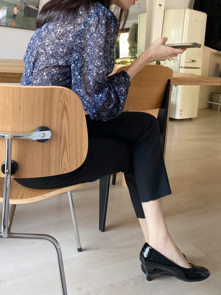 DAL727 펌프스 미들 힐 여자 에나멜 구두 둥근코 라운드 신발 블랙 화이트 발편한 굽낮은 가죽 데일리 캐주얼 하객 원피스 20대 스틸레토 예쁜 슈즈 상세 이미지 34