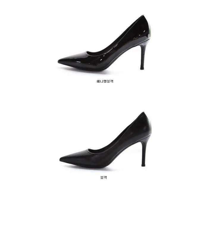 8cm 뾰족코 스틸레토힐 펌프스 여성 정장 구두 에나멜 상세 이미지 4