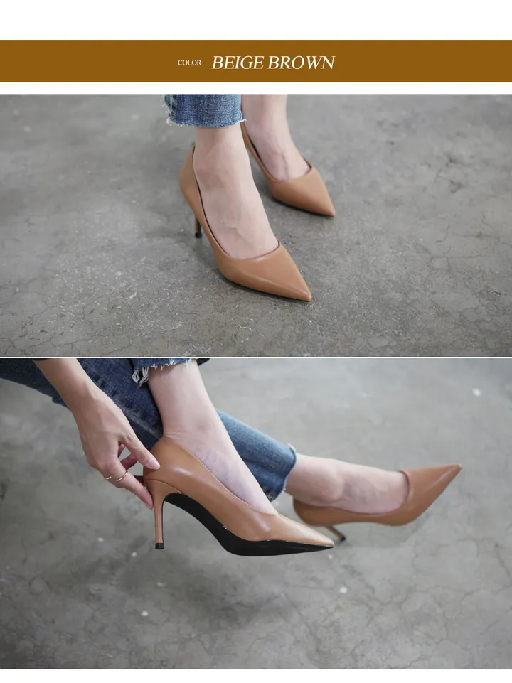 8cm 뾰족코 스틸레토힐 펌프스 여성 정장 구두 에나멜 상세 이미지 8