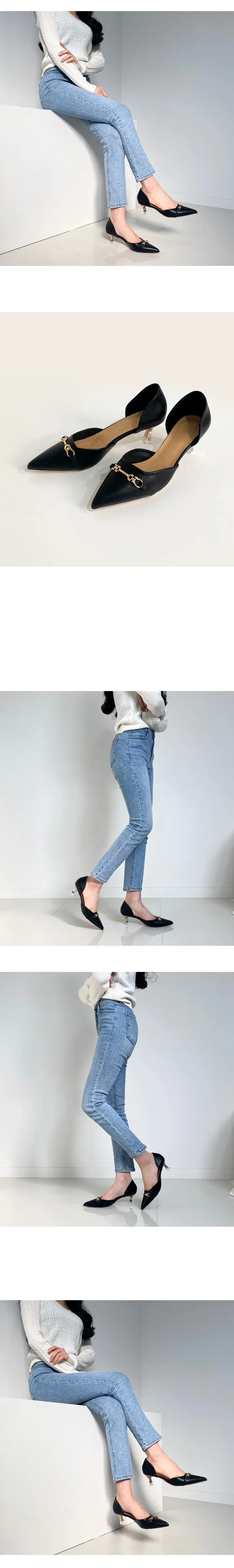 [MI] 라베린 4컬러 골드 체인 트임 스틸레토 힐 5cm 상세 이미지 2