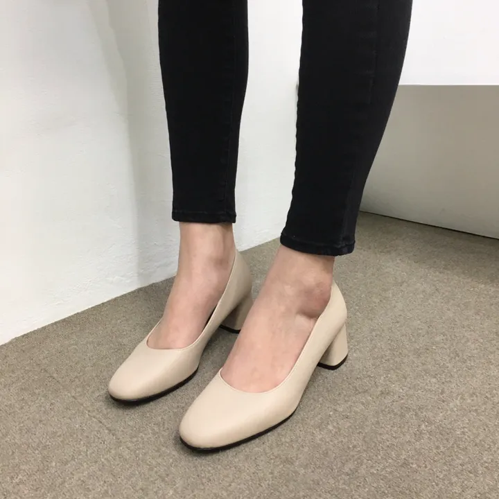 [국내제작👍당일배송]데일리 둥근 캐주얼 통굽 미들 펌프스힐 5cm 상세 이미지 20