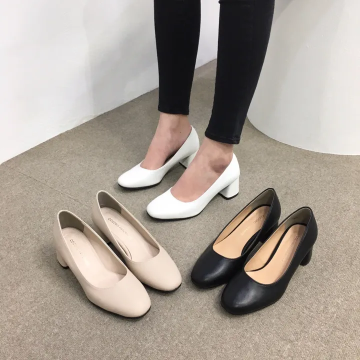 [국내제작👍당일배송]데일리 둥근 캐주얼 통굽 미들 펌프스힐 5cm 상세 이미지 5