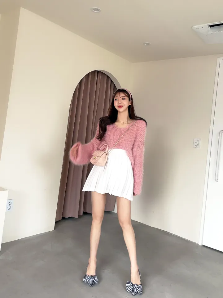 [봄신상] 여신 리본 새틴 & 체크 스틸레토힐 슬링백힐 봄구두 7cm 상세 이미지 13