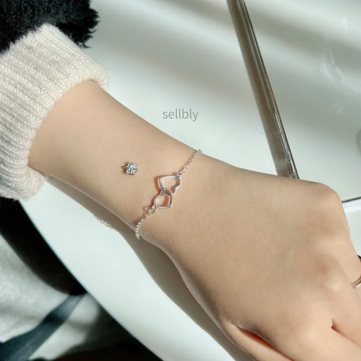 [묶음할인] 더블 하트 팬던트 팔찌 써지컬 스틸 알러지X 상세 이미지 12