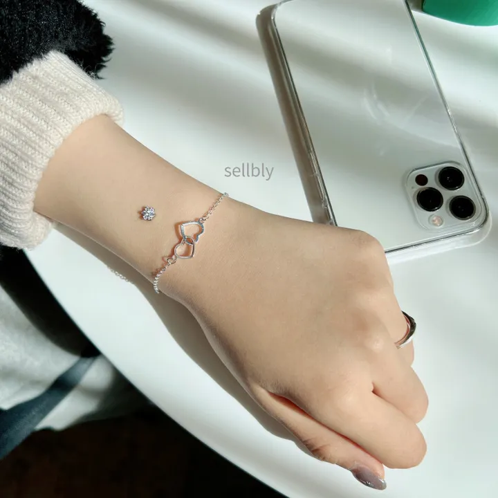 [묶음할인] 더블 하트 팬던트 팔찌 써지컬 스틸 알러지X 상세 이미지 3