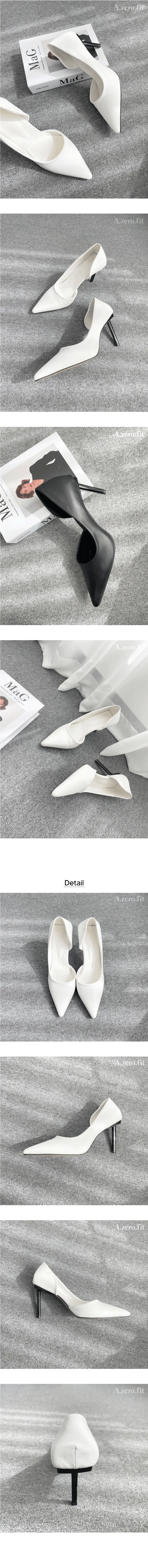 (2colors) 라인굿 뾰족 스틸레토 힐 인사이드 미들힐 하이 발볼넓은 쿠션감 구두 (뾰족힐/미들힐/쿠션/펌프스힐/데이트룩/하객룩/오피스룩/발편한/여친룩/베이직힐/면접구두) 상세 이미지 4