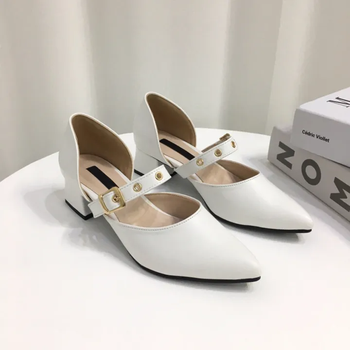 [당일배송/국산수제] 스틸레토 버클 스트랩 통굽 펌프스 4cm 상세 이미지 16