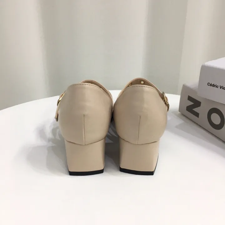 [당일배송/국산수제] 스틸레토 버클 스트랩 통굽 펌프스 4cm 상세 이미지 27