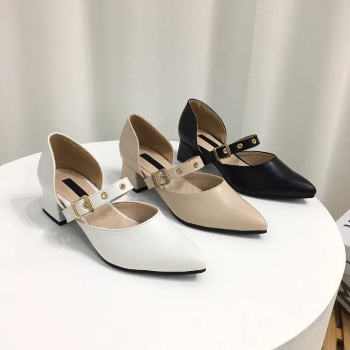 [당일배송/국산수제] 스틸레토 버클 스트랩 통굽 펌프스 4cm 상세 이미지 2