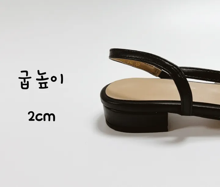 [수제화+굽선택] 배색 미들힐 통굽 슬링백 샌들 구두 상세 이미지 14