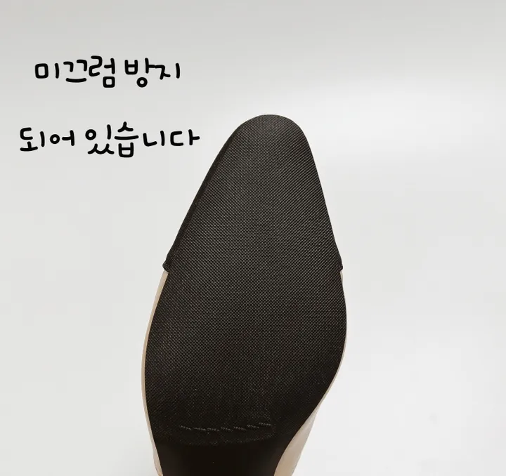 [수제화+굽선택] 배색 미들힐 통굽 슬링백 샌들 구두 상세 이미지 18