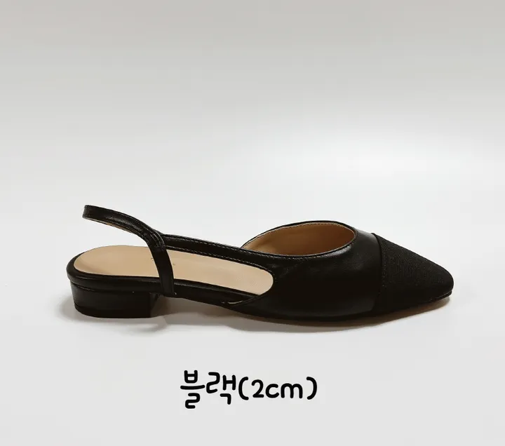 [수제화+굽선택] 배색 미들힐 통굽 슬링백 샌들 구두 상세 이미지 21