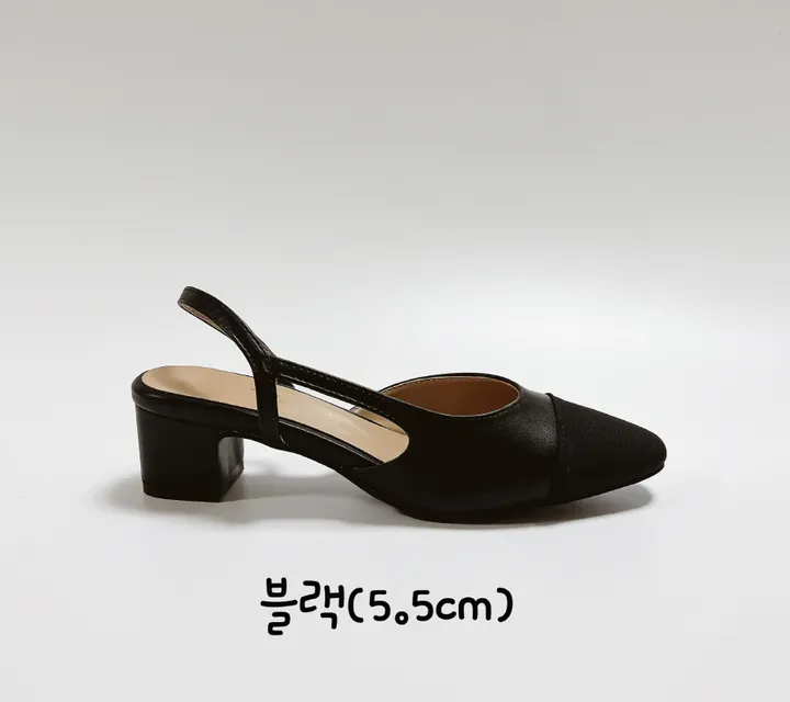 [수제화+굽선택] 배색 미들힐 통굽 슬링백 샌들 구두 상세 이미지 23