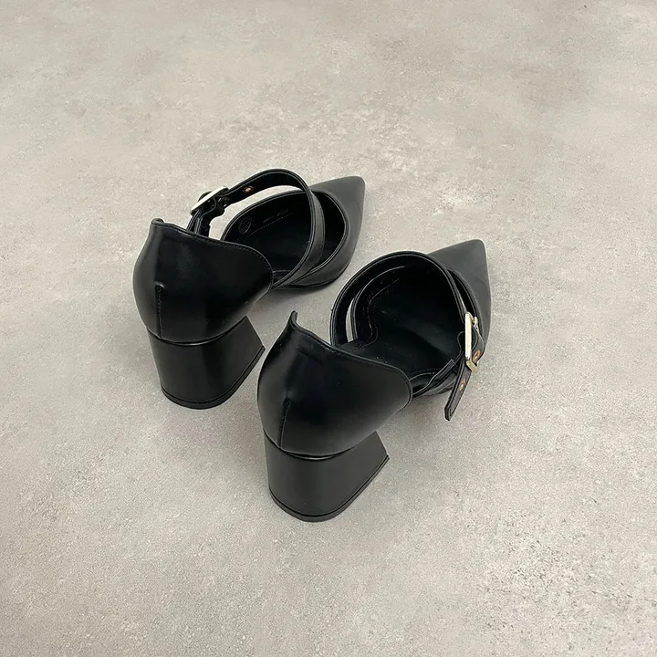 스틸레토 버클 벨트 통굽 미들힐 5.5cm  2type 사이드오픈/클로즈 상세 이미지 9