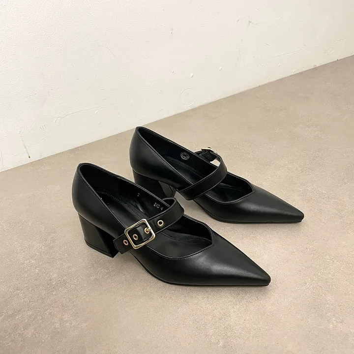 스틸레토 버클 벨트 통굽 미들힐 5.5cm  2type 사이드오픈/클로즈 상세 이미지 21