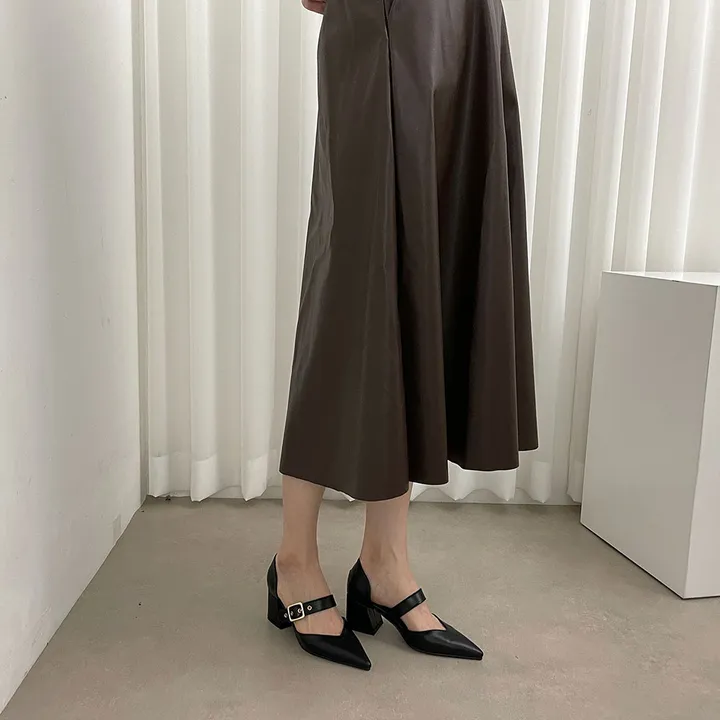 스틸레토 버클 벨트 통굽 미들힐 5.5cm  2type 사이드오픈/클로즈 상세 이미지 11