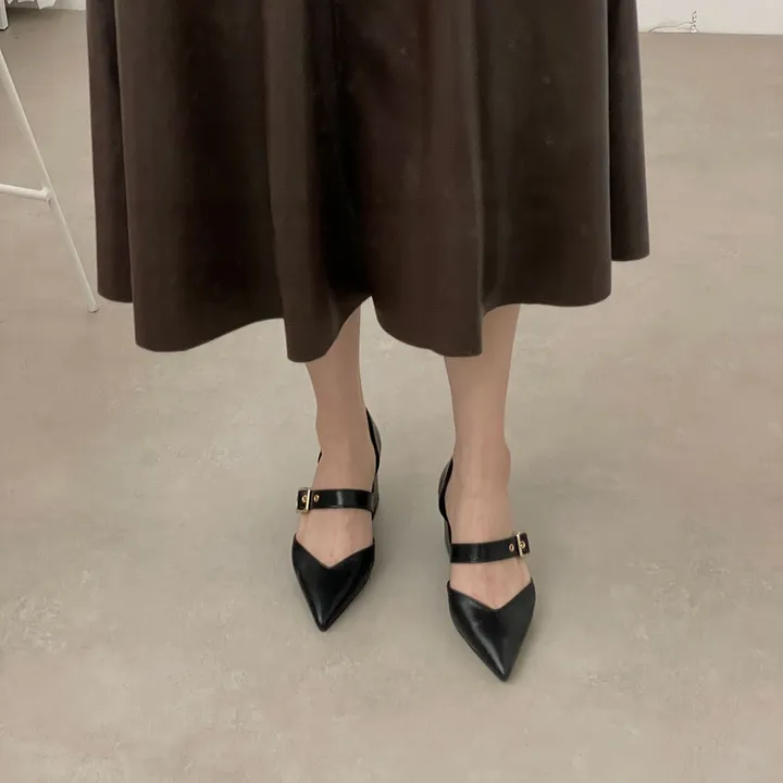 스틸레토 버클 벨트 통굽 미들힐 5.5cm  2type 사이드오픈/클로즈 상세 이미지 19