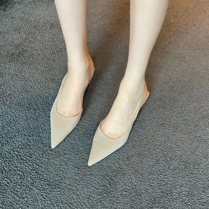 [실루엣 단독제작/ 착화감최고!!] 실루엣 4cm 코튼 가느다란 스틸레토 슬링백 힐 상세 이미지 1