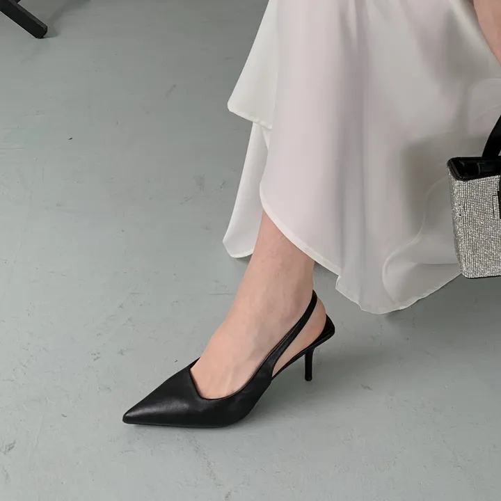 4color 여성 스틸레토 슬링백힐 구두7cm 상세 이미지 6