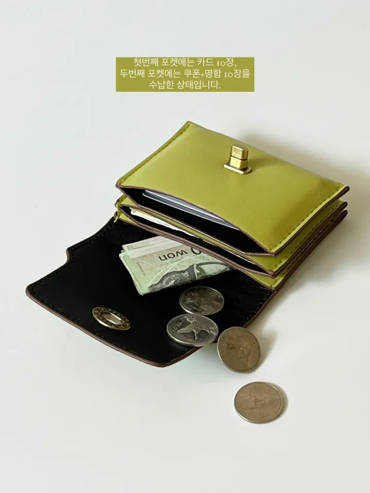 빈티지 버클 3단 아코디언 동전 반 미니 카드지갑 상세 이미지 18