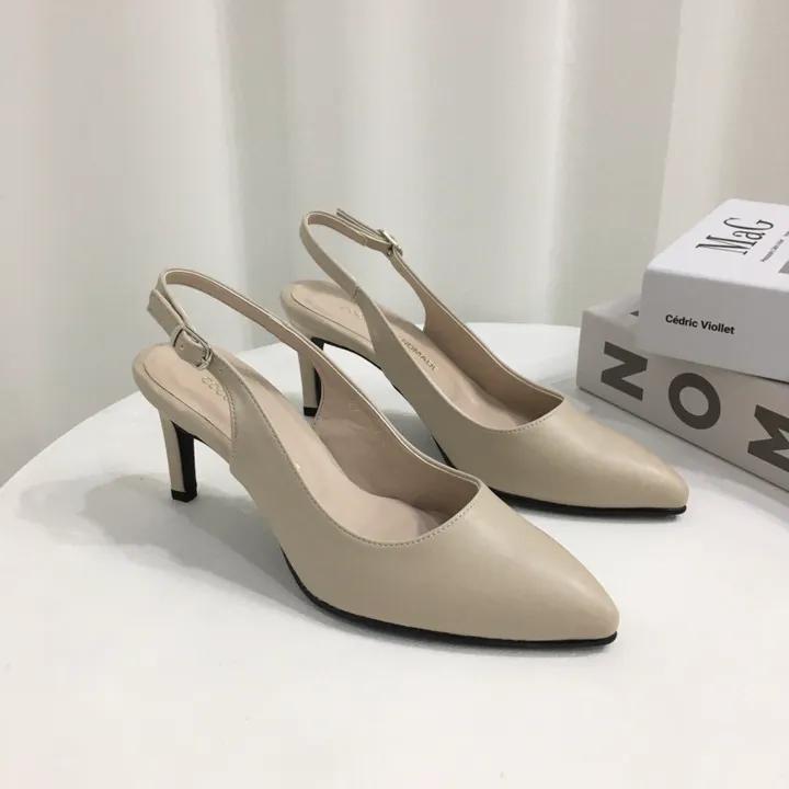 [국내제작/고퀄리티] 스틸레토 라운드/브이컷 버클 슬링백 힐 7cm 상세 이미지 14