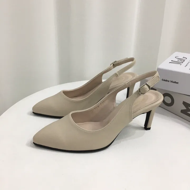 [국내제작/고퀄리티] 스틸레토 라운드/브이컷 버클 슬링백 힐 7cm 상세 이미지 15