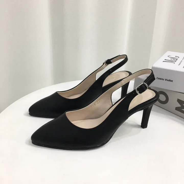[국내제작/고퀄리티] 스틸레토 라운드/브이컷 버클 슬링백 힐 7cm 상세 이미지 22
