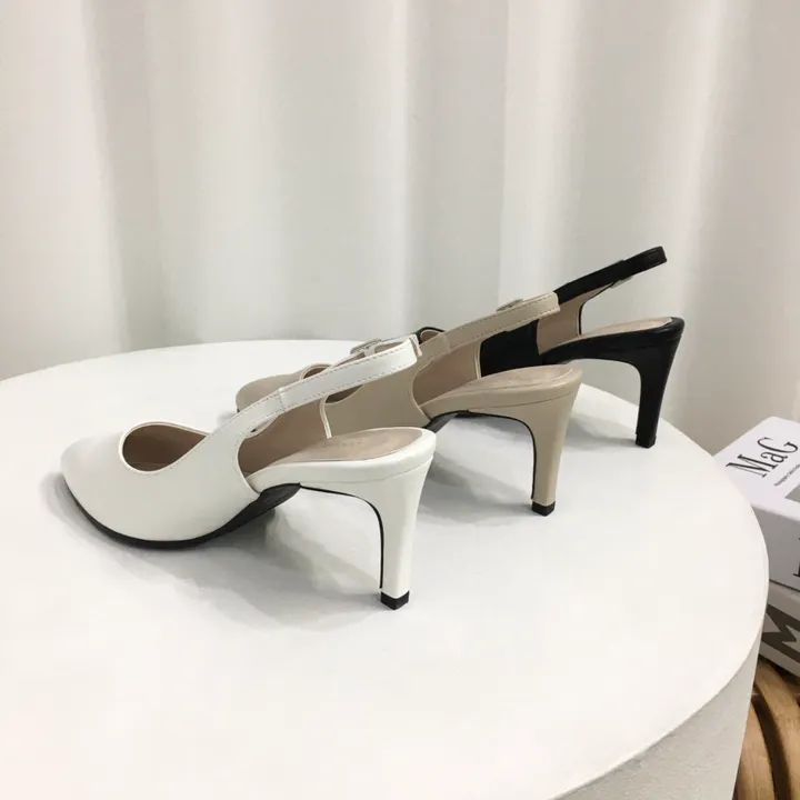[국내제작/고퀄리티] 스틸레토 라운드/브이컷 버클 슬링백 힐 7cm 상세 이미지 3