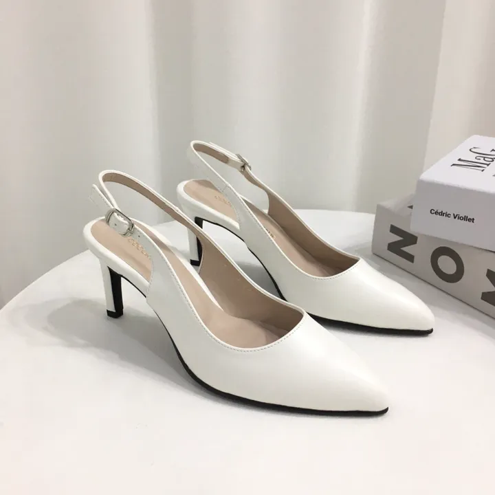 [국내제작/고퀄리티] 스틸레토 라운드/브이컷 버클 슬링백 힐 7cm 상세 이미지 7