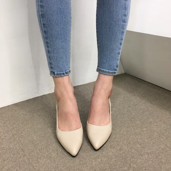 [국내제작/고퀄리티] 스틸레토 라운드/브이컷 버클 슬링백 힐 7cm 상세 이미지 17