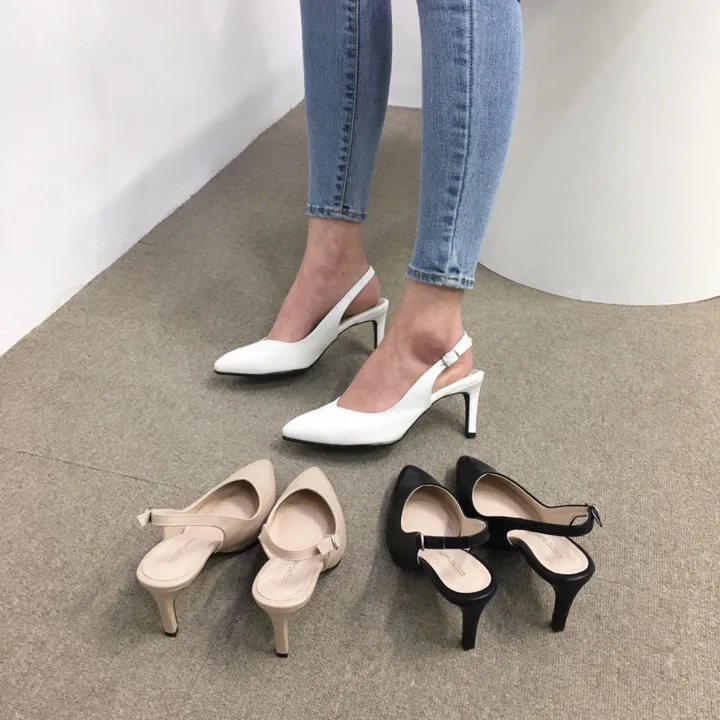 [국내제작/고퀄리티] 스틸레토 라운드/브이컷 버클 슬링백 힐 7cm 상세 이미지 30
