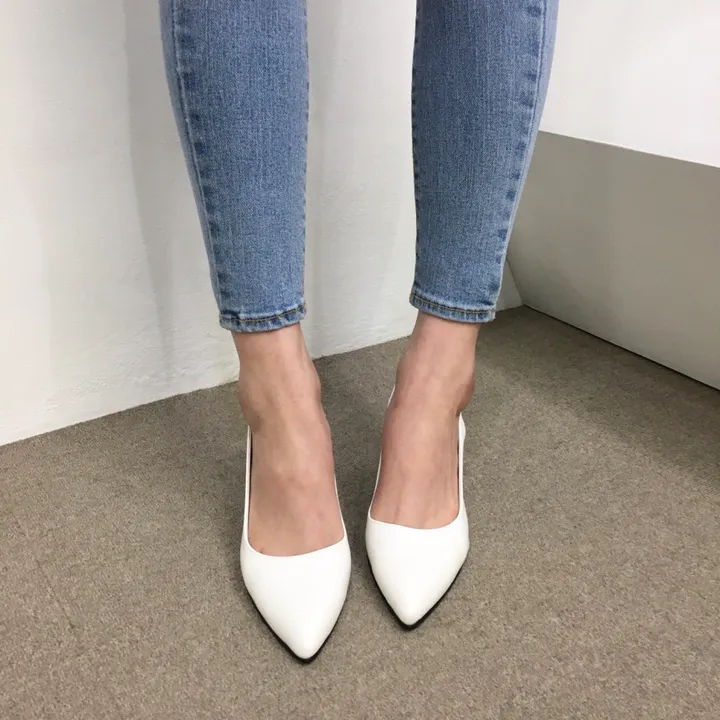[국내제작/고퀄리티] 스틸레토 라운드/브이컷 버클 슬링백 힐 7cm 상세 이미지 10
