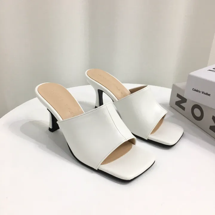 [국내제작/빠른배송] 기본/크로스 스트랩 쿠션 미들 뮬 슬리퍼 힐 7cm 상세 이미지 8