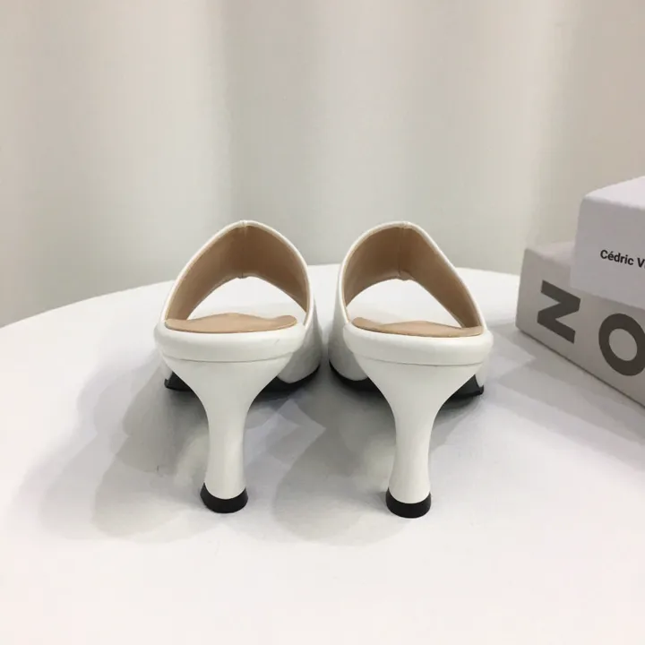 [국내제작/빠른배송] 기본/크로스 스트랩 쿠션 미들 뮬 슬리퍼 힐 7cm 상세 이미지 9