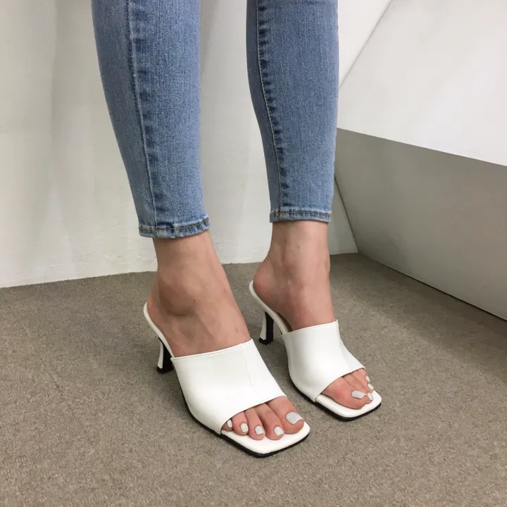 [국내제작/빠른배송] 기본/크로스 스트랩 쿠션 미들 뮬 슬리퍼 힐 7cm 상세 이미지 11