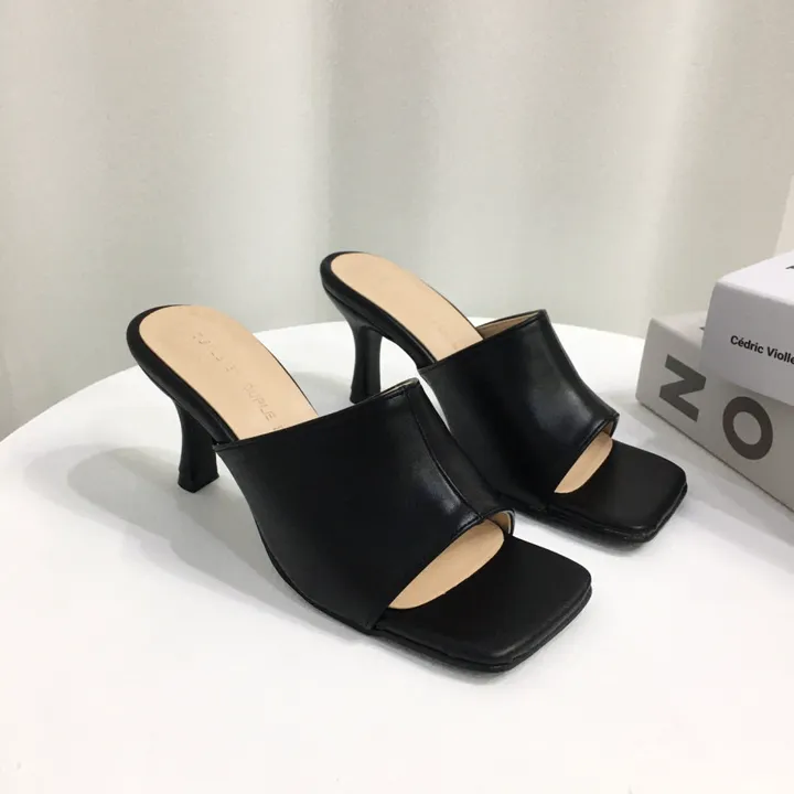 [국내제작/빠른배송] 기본/크로스 스트랩 쿠션 미들 뮬 슬리퍼 힐 7cm 상세 이미지 22