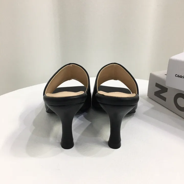 [국내제작/빠른배송] 기본/크로스 스트랩 쿠션 미들 뮬 슬리퍼 힐 7cm 상세 이미지 23