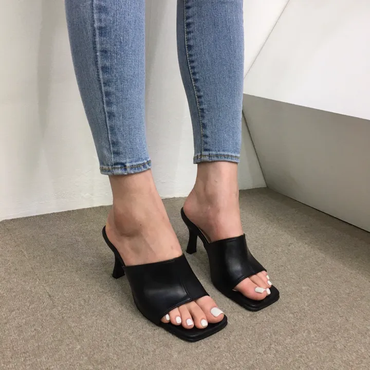 [국내제작/빠른배송] 기본/크로스 스트랩 쿠션 미들 뮬 슬리퍼 힐 7cm 상세 이미지 25