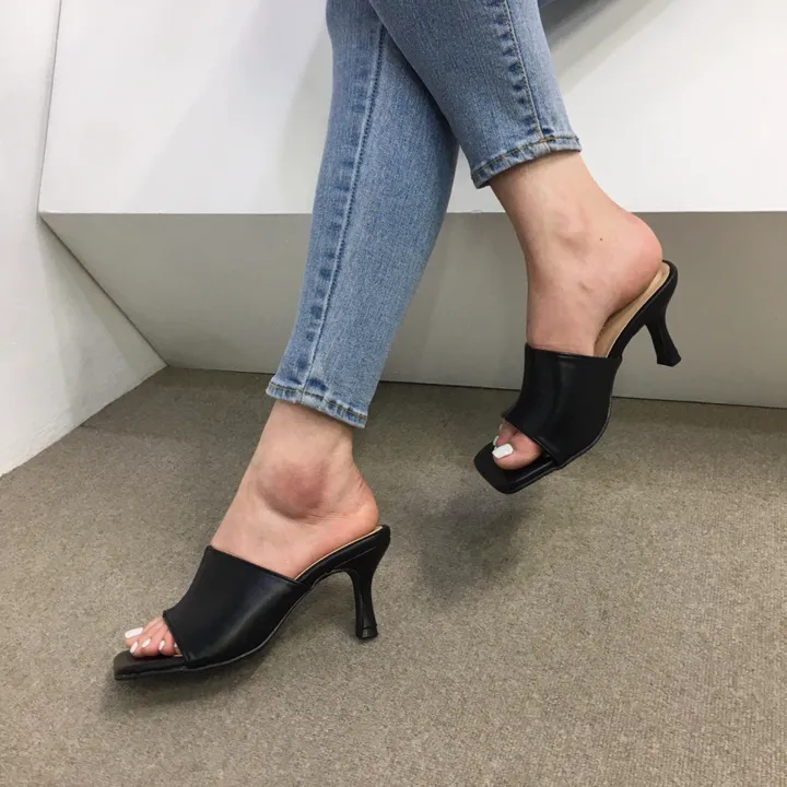 [국내제작/빠른배송] 기본/크로스 스트랩 쿠션 미들 뮬 슬리퍼 힐 7cm 상세 이미지 27