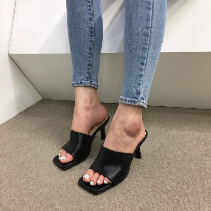 [국내제작/빠른배송] 기본/크로스 스트랩 쿠션 미들 뮬 슬리퍼 힐 7cm 상세 이미지 26